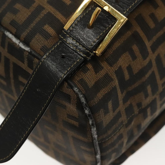 FENDI Zucca Canvas Backpack Black Brown Auth 134435
