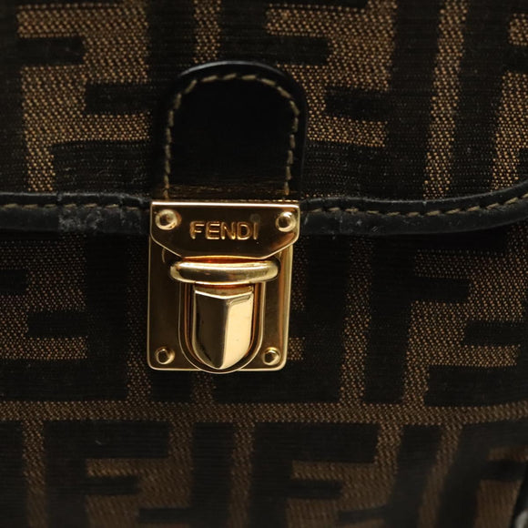 FENDI Zucca Canvas Backpack Black Brown Auth 134435
