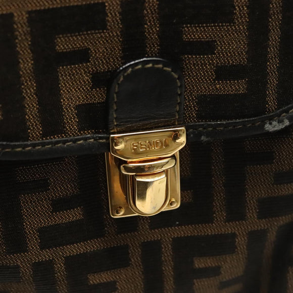 FENDI Zucca Canvas Backpack Black Brown Auth 134435