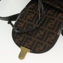 FENDI Zucca Canvas Backpack Black Brown Auth 134435-10