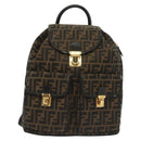 FENDI Zucca Canvas Backpack Black Brown Auth 134435-13