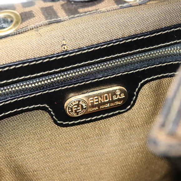 FENDI Zucca Canvas Backpack Black Brown Auth 134435