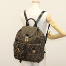FENDI Zucca Canvas Backpack Black Brown Auth 134435-27