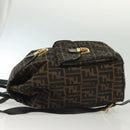 FENDI Zucca Canvas Backpack Black Brown Auth 134435-4