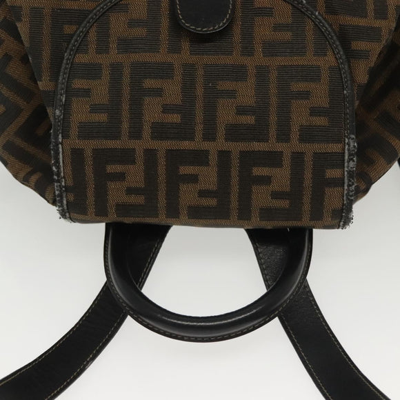FENDI Zucca Canvas Backpack Black Brown Auth 134435