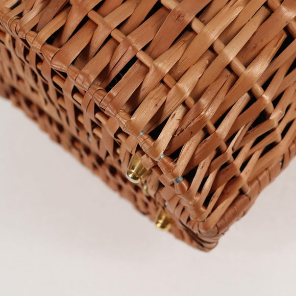 FENDI Straw Bag Hand Bag Raffia Brown Gold Auth 134439V