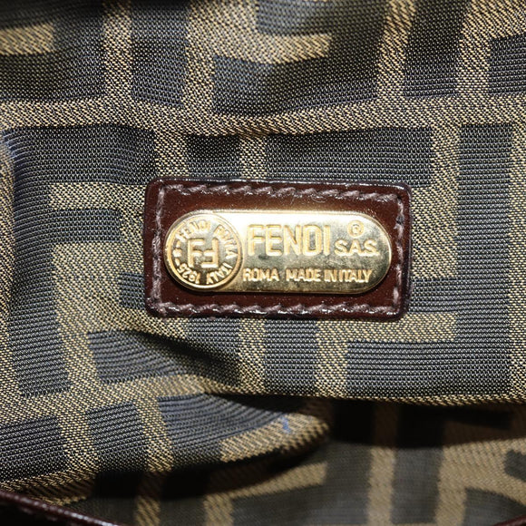 FENDI Straw Bag Hand Bag Raffia Brown Gold Auth 134439V