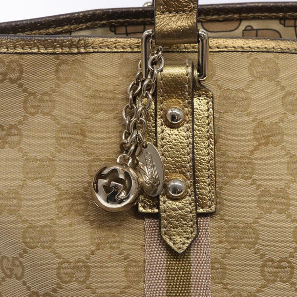 GUCCI GG Canvas Sherry Line Tote Bag Beige 137396 Auth 134445