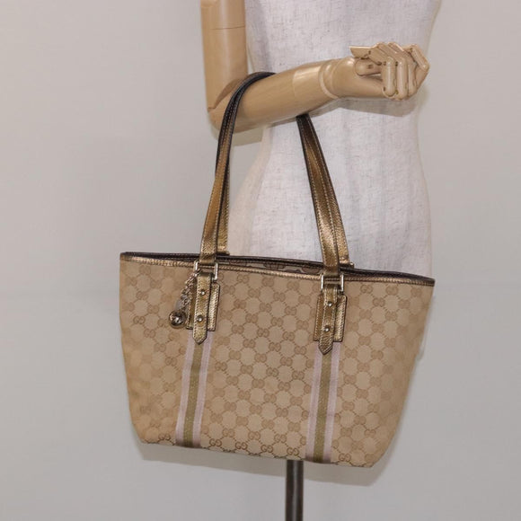 GUCCI GG Canvas Sherry Line Tote Bag Beige 137396 Auth 134445