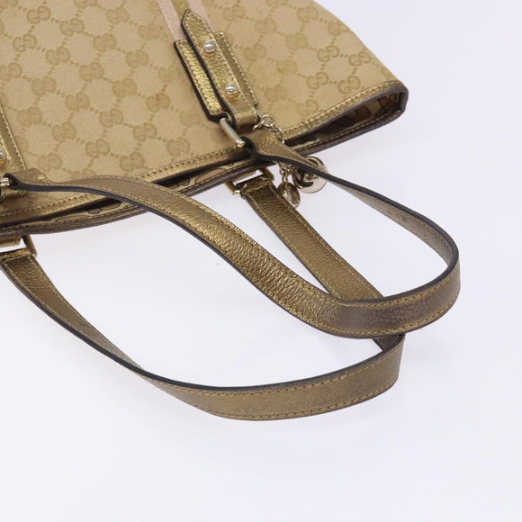 GUCCI GG Canvas Sherry Line Tote Bag Beige 137396 Auth 134445