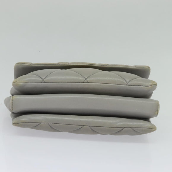 Salvatore Ferragamo Chain Vala Shoulder Bag Leather Gray Gold Auth 134452