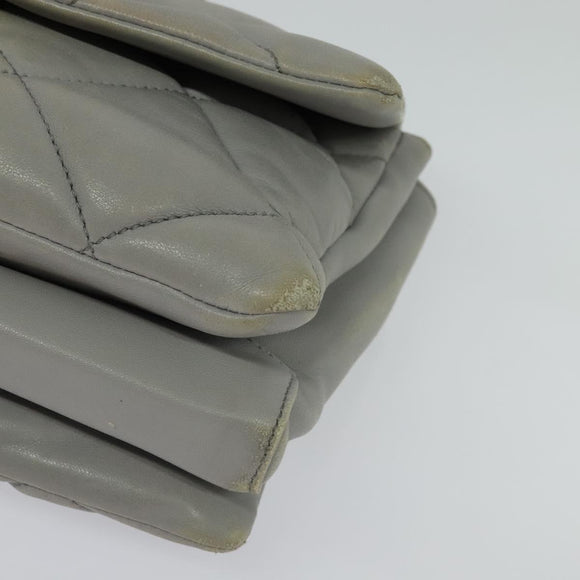 Salvatore Ferragamo Chain Vala Shoulder Bag Leather Gray Gold Auth 134452