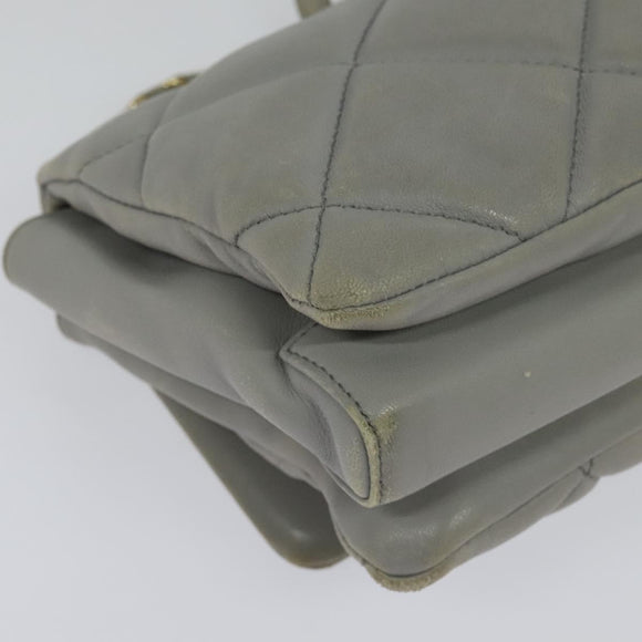 Salvatore Ferragamo Chain Vala Shoulder Bag Leather Gray Gold Auth 134452