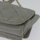 Salvatore Ferragamo Chain Vala Shoulder Bag Leather Gray Gold Auth 134452-17