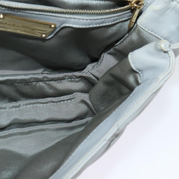 Salvatore Ferragamo Chain Vala Shoulder Bag Leather Gray Gold Auth 134452