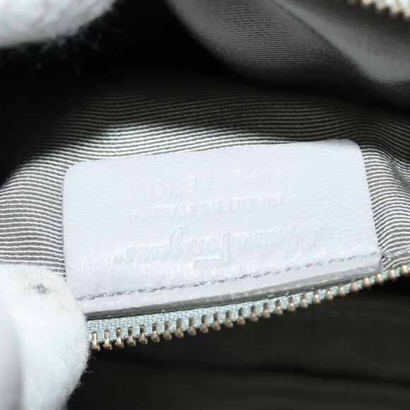 Salvatore Ferragamo Chain Vala Shoulder Bag Leather Gray Gold Auth 134452