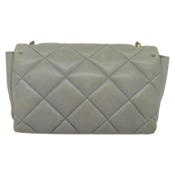 Salvatore Ferragamo Chain Vala Shoulder Bag Leather Gray Gold Auth 134452 - 0