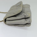 Salvatore Ferragamo Chain Vala Shoulder Bag Leather Gray Gold Auth 134452-3