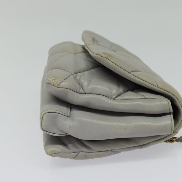 Salvatore Ferragamo Chain Vala Shoulder Bag Leather Gray Gold Auth 134452