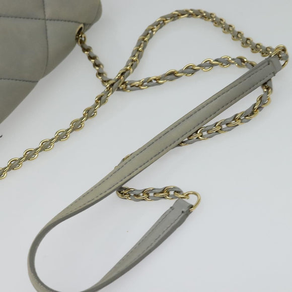 Salvatore Ferragamo Chain Vala Shoulder Bag Leather Gray Gold Auth 134452