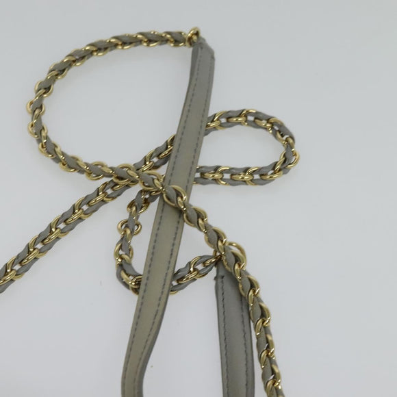 Salvatore Ferragamo Chain Vala Shoulder Bag Leather Gray Gold Auth 134452