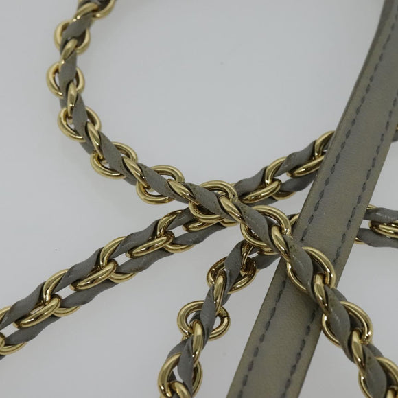 Salvatore Ferragamo Chain Vala Shoulder Bag Leather Gray Gold Auth 134452