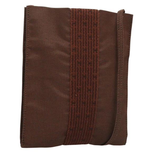 HERMES Her Line Shoulder Bag Canvas Brown Auth 134458