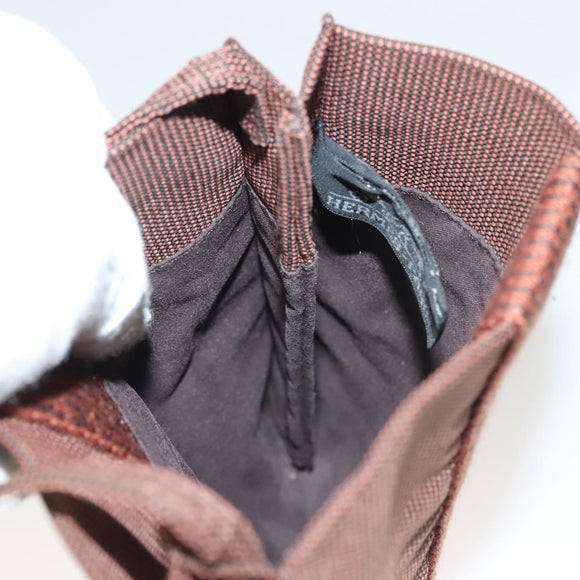 HERMES Her Line Shoulder Bag Canvas Brown Auth 134458