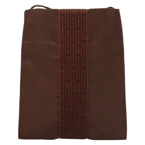 HERMES Her Line Shoulder Bag Canvas Brown Auth 134458