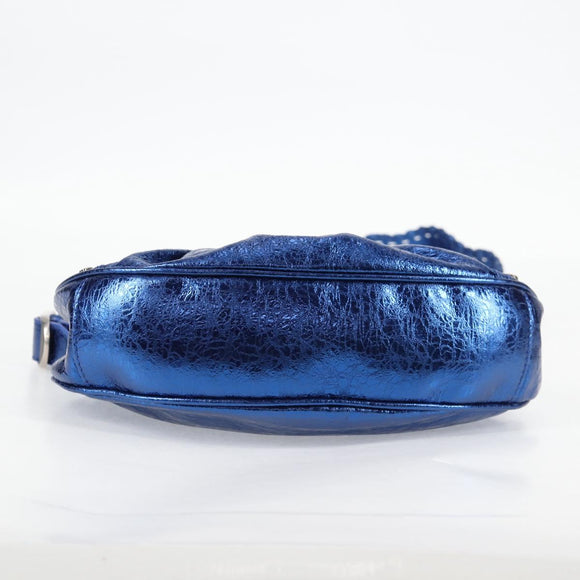 BALENCIAGA Luka Goal Shoulder Bag Leather Blue Silver 671309 Auth 134466SAM
