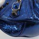 BALENCIAGA Luka Goal Shoulder Bag Leather Blue Silver 671309 Auth 134466SAM-15