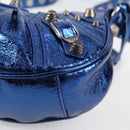 BALENCIAGA Luka Goal Shoulder Bag Leather Blue Silver 671309 Auth 134466SAM-16