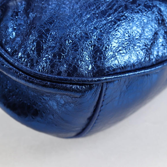 BALENCIAGA Luka Goal Shoulder Bag Leather Blue Silver 671309 Auth 134466M