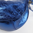 BALENCIAGA Luka Goal Shoulder Bag Leather Blue Silver 671309 Auth 134466M-18