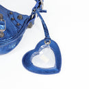 BALENCIAGA Luka Goal Shoulder Bag Leather Blue Silver 671309 Auth 134466M-9