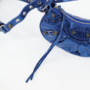 BALENCIAGA Luka Goal Shoulder Bag Leather Blue Silver 671309 Auth 134466M-20