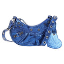 BALENCIAGA Luka Goal Shoulder Bag Leather Blue Silver 671309 Auth 134466SAM-1