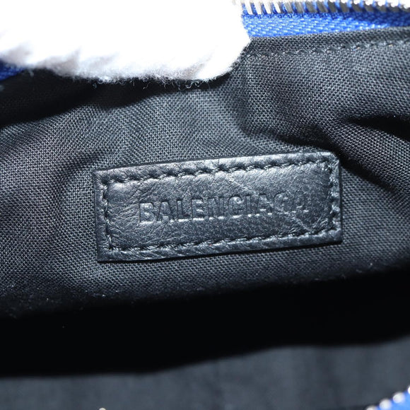 BALENCIAGA Luka Goal Shoulder Bag Leather Blue Silver 671309 Auth 134466M