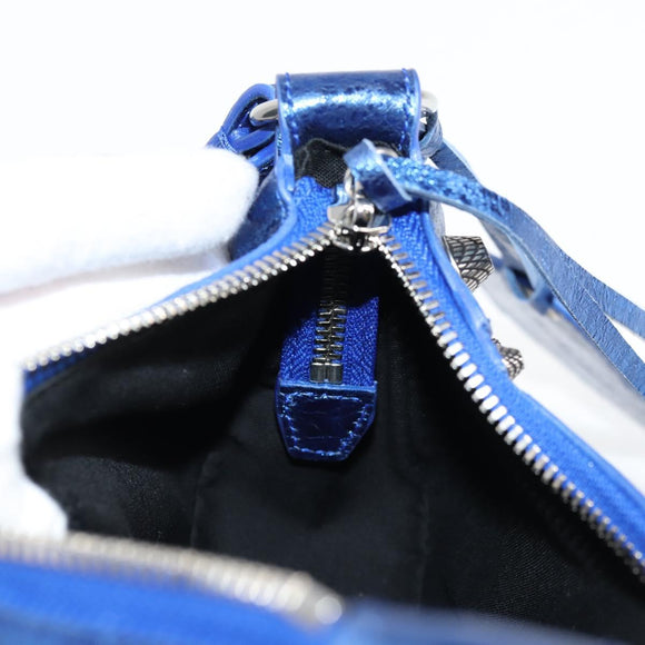 BALENCIAGA Luka Goal Shoulder Bag Leather Blue Silver 671309 Auth 134466M