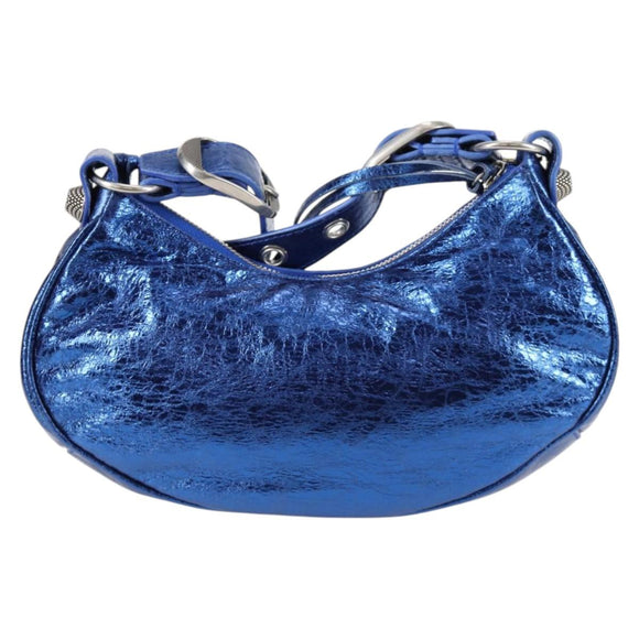 BALENCIAGA Luka Goal Shoulder Bag Leather Blue Silver 671309 Auth 134466SAM