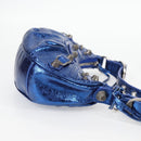 BALENCIAGA Luka Goal Shoulder Bag Leather Blue Silver 671309 Auth 134466M-4
