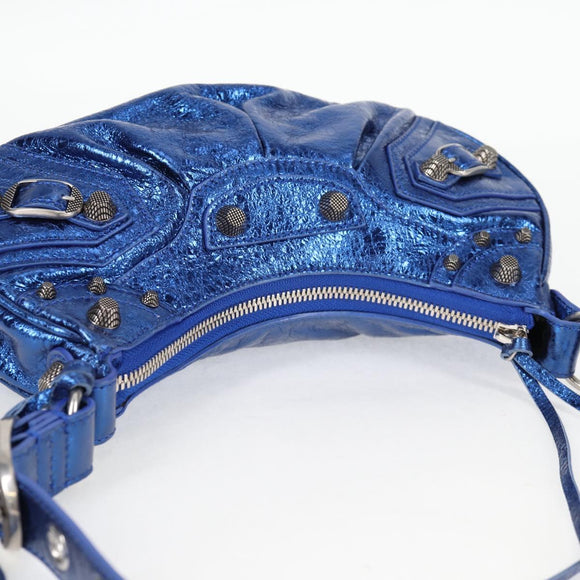 BALENCIAGA Luka Goal Shoulder Bag Leather Blue Silver 671309 Auth 134466M