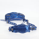 BALENCIAGA Luka Goal Shoulder Bag Leather Blue Silver 671309 Auth 134466M-7