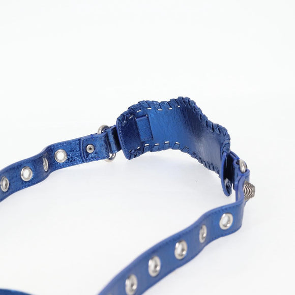 BALENCIAGA Luka Goal Shoulder Bag Leather Blue Silver 671309 Auth 134466M