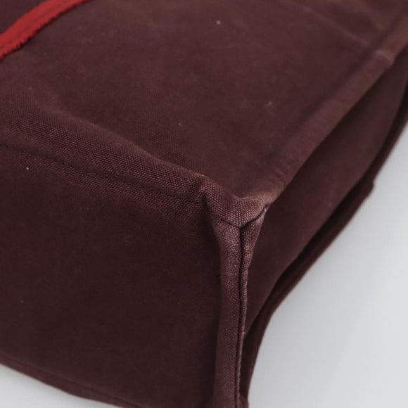 HERMES Fourre Tout MM Hand Bag Canvas Red Silver Auth 134477