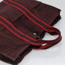 HERMES Fourre Tout MM Hand Bag Canvas Red Silver Auth 134477-6