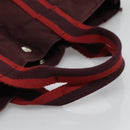 HERMES Fourre Tout MM Hand Bag Canvas Red Silver Auth 134477-7