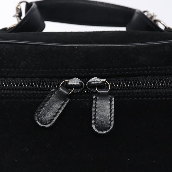 GUCCI Vanity Cosmetic Pouch Suede Black Silver 032 1705 0140 Auth 134479