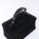 GUCCI Vanity Cosmetic Pouch Suede Black Silver 032 1705 0140 Auth 134479-6