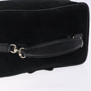 GUCCI Vanity Cosmetic Pouch Suede Black Silver 032 1705 0140 Auth 134479-7